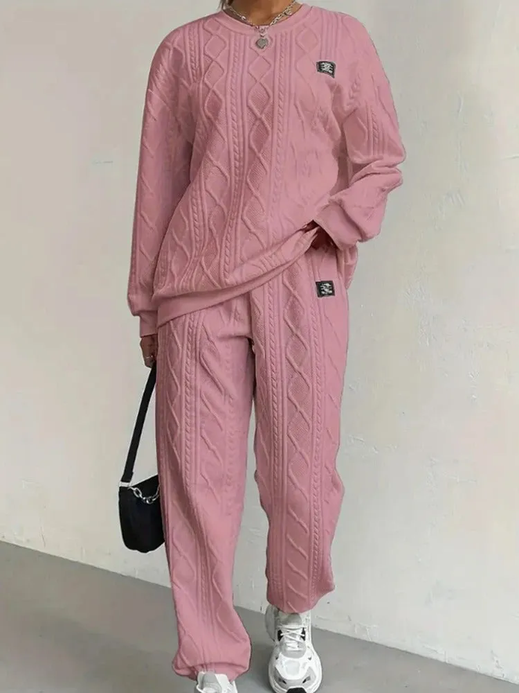 2 Piece Casual Sweatshirt And Comfy Pant Set