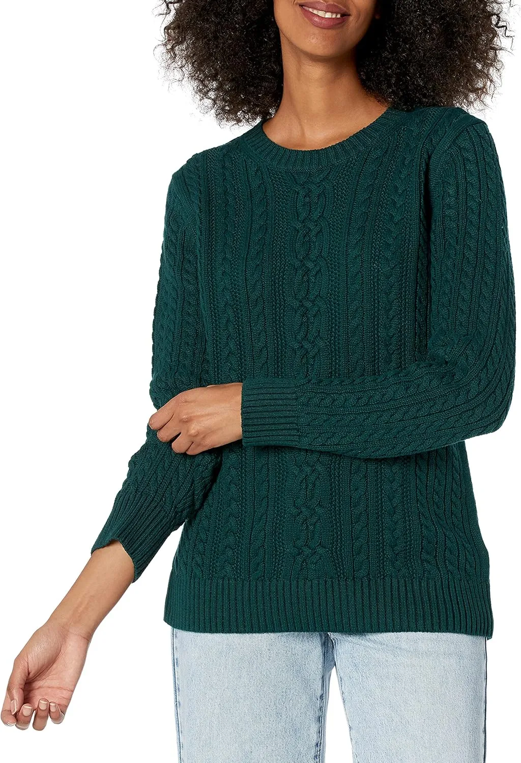 Amazon Essentials Women's Soft Fisherman Cable Long-Sleeve Crewneck Sweater (Available in Plus Size)