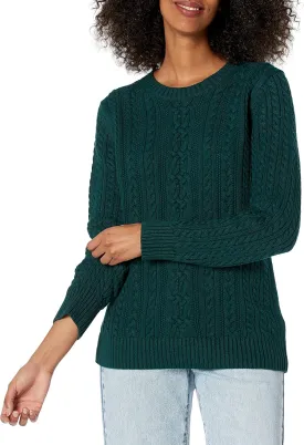 Amazon Essentials Women's Soft Fisherman Cable Long-Sleeve Crewneck Sweater (Available in Plus Size)