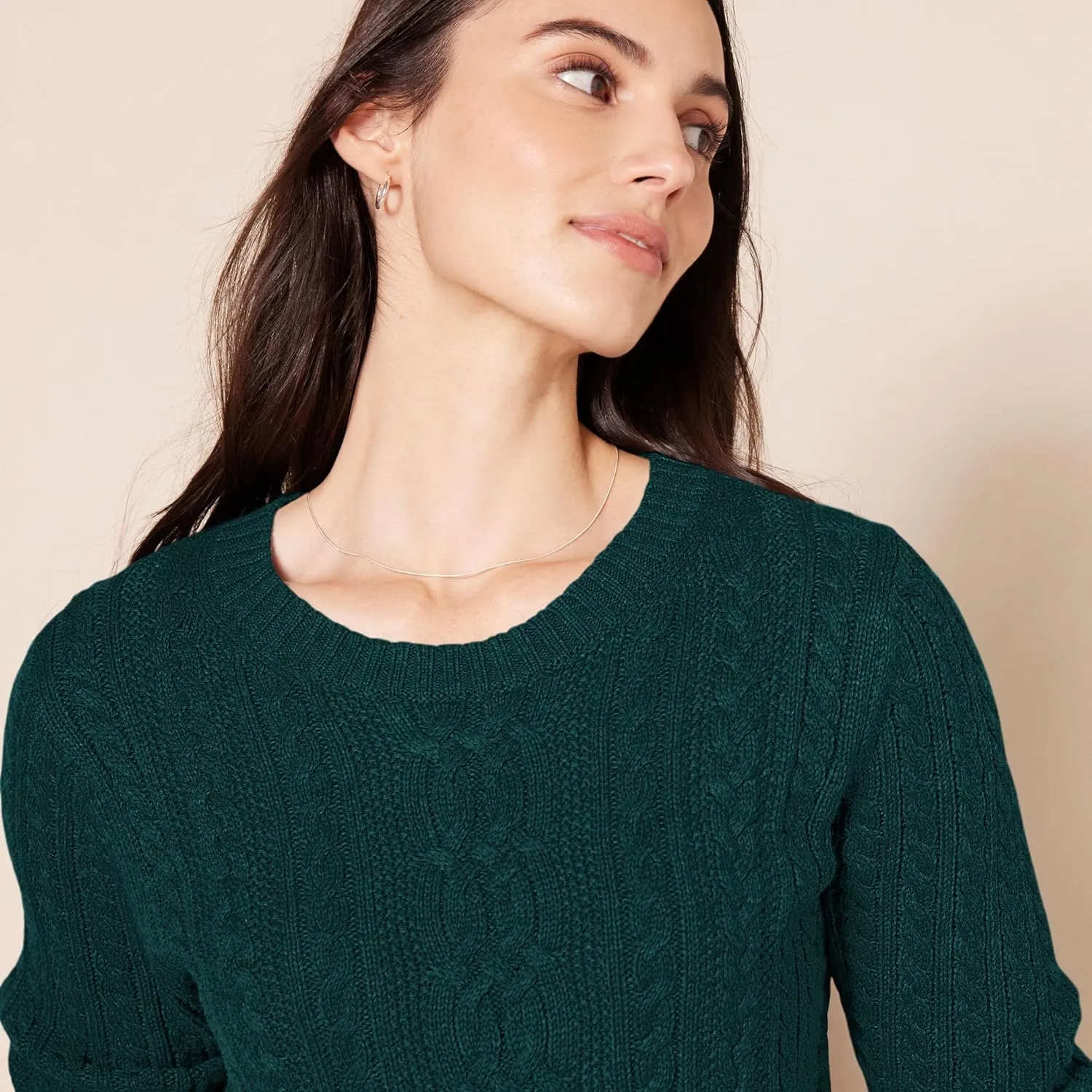 Amazon Essentials Women's Soft Fisherman Cable Long-Sleeve Crewneck Sweater (Available in Plus Size)
