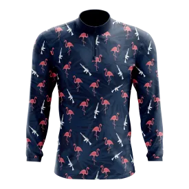 Armed Flamingos Men's Quarter Zip Pullover- Clearance