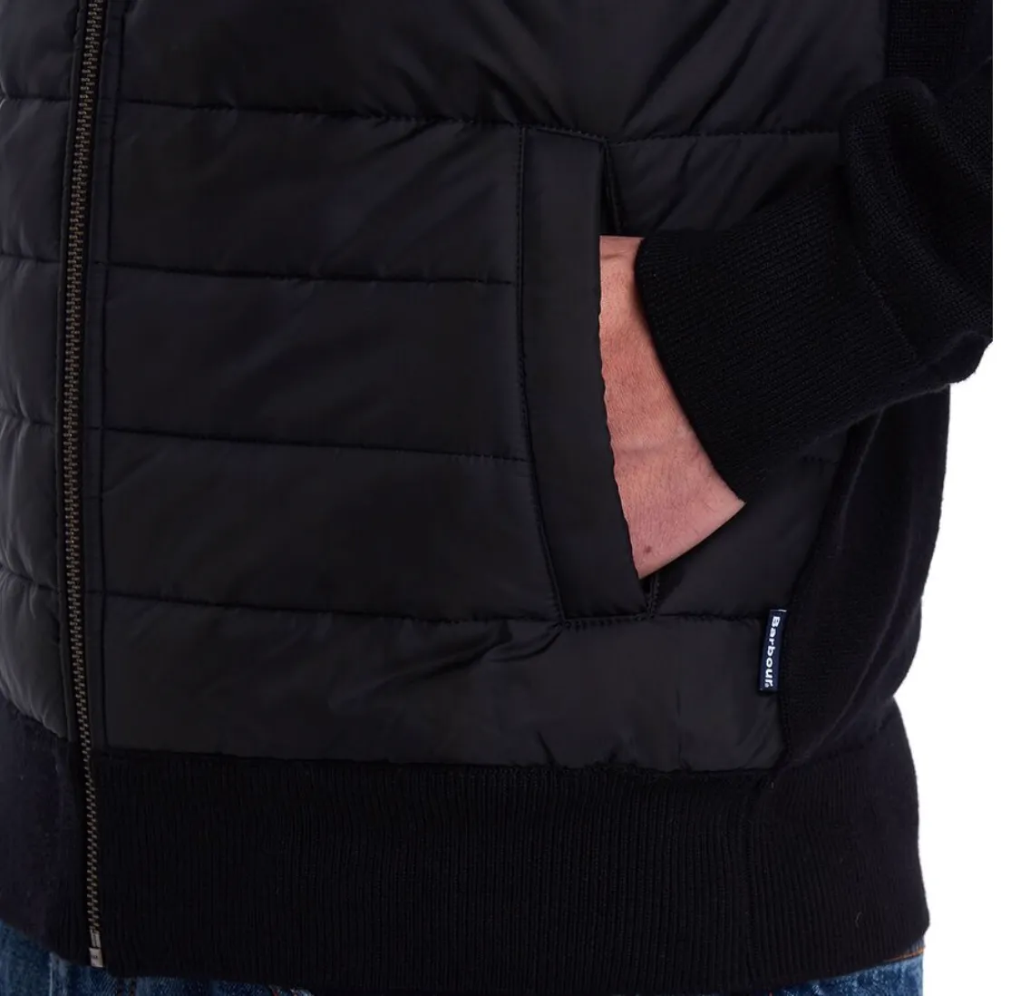 Barbour Carn Baffle Zip-Thru Sweater  Black