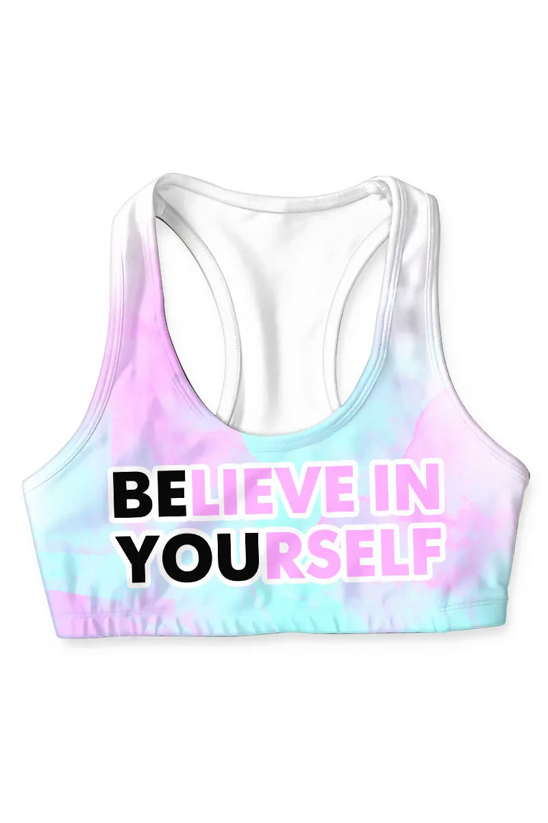 Be You Stella Pink & Mint Seamless Racerback Sport Yoga Bra - Women