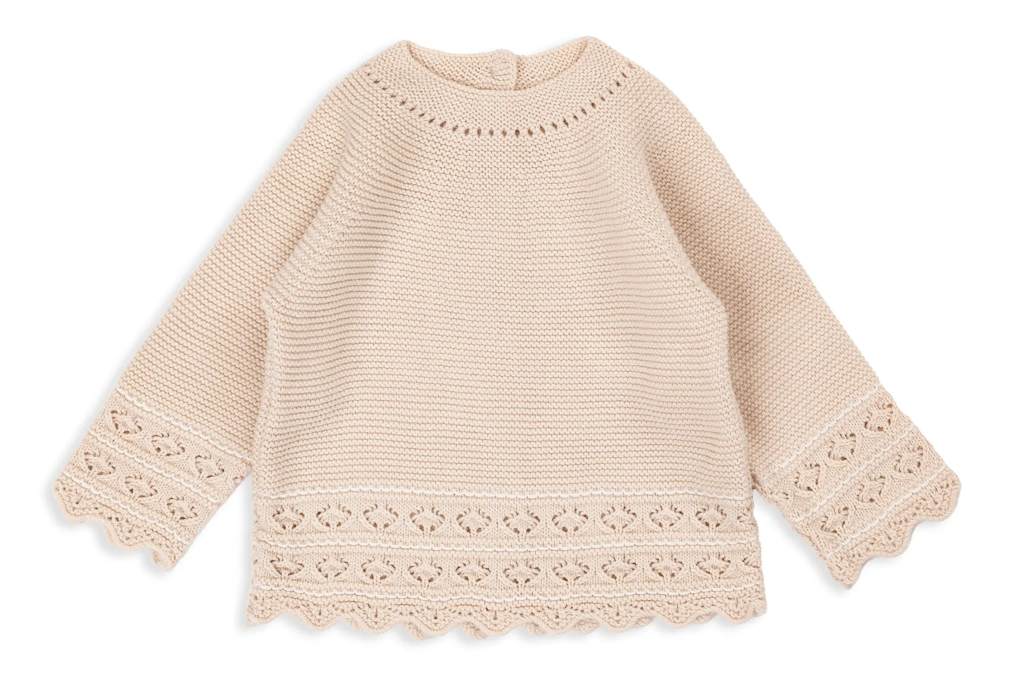 Beige Sand Three-Piece Knit Baby Set