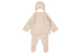 Beige Sand Three-Piece Knit Baby Set