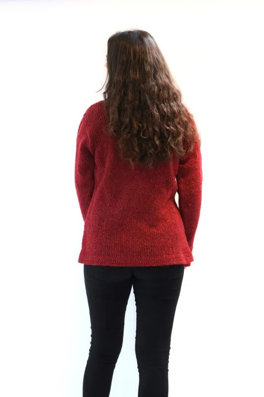 Boat neck and herringbone edges sweater - Green – Rossan Knitwear