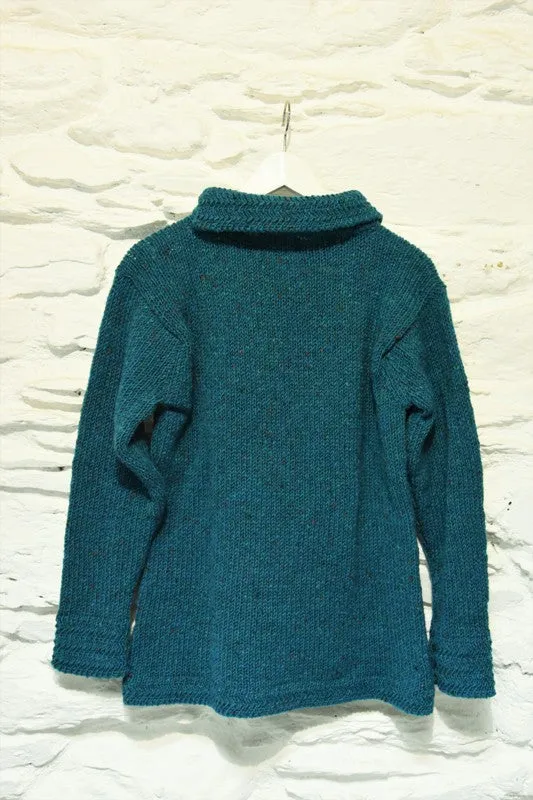 Boat neck and herringbone edges sweater - Green – Rossan Knitwear