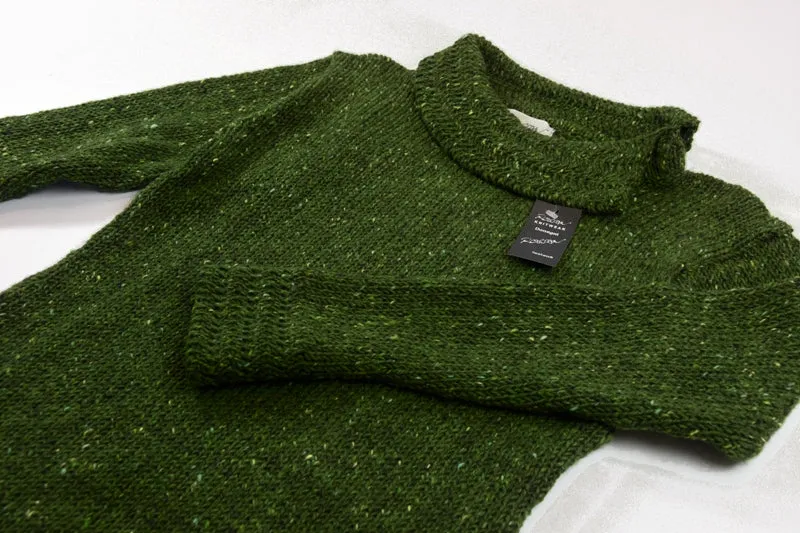 Boat neck and herringbone edges sweater - Green – Rossan Knitwear