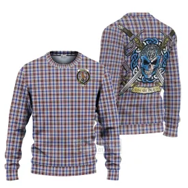 Boswell Tartan Ugly Sweater with Family Crest Celtic Skull Style