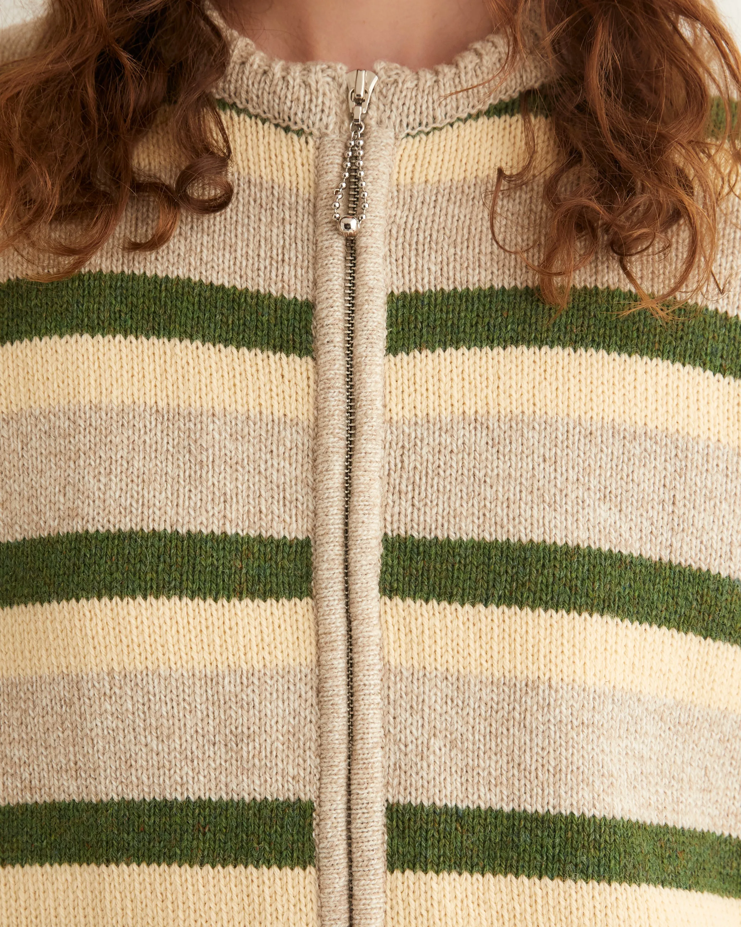 Brewster Cardigan - Tan/Green