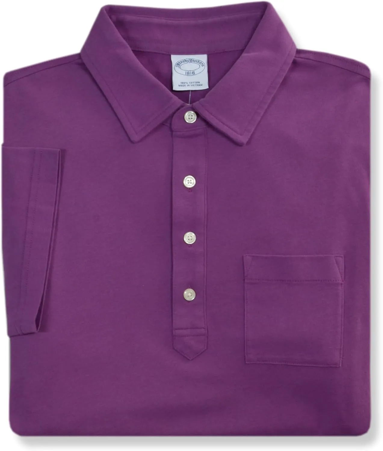 Brooks Brothers Mens Slim Fit Soft Knit Cotton Pocket Four Button Polo Shirt,