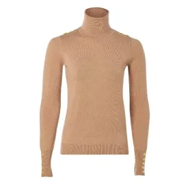 Buttoned Knit Roll Neck