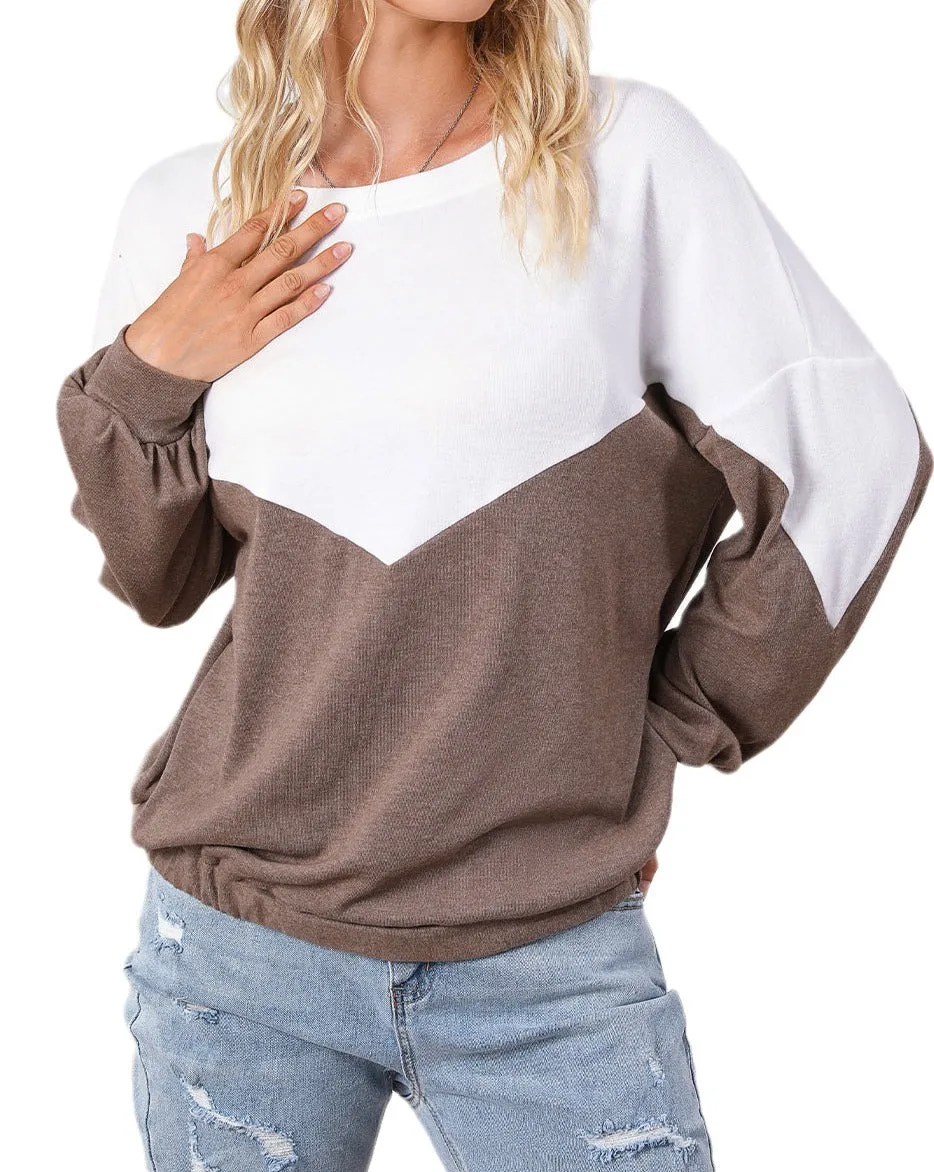 Colorblock Cutout Pullover Sweatshirt