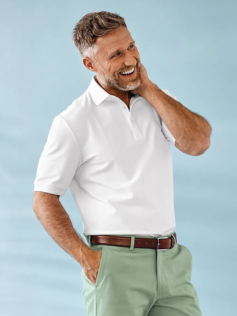 Cotton Blend Three Button Polo - Lavender