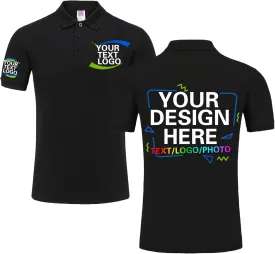 Custom Polo Shirt Design Your Own Text Logo Photo Name - Customized Personalized Polo Shirts for Men Women Front Back Print