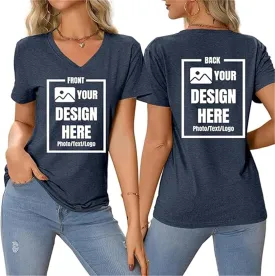 Custom T Shirts Customized V Neck Shirts Add Your Own and Text Design Custom Personalized Adult T-Shirt Tee