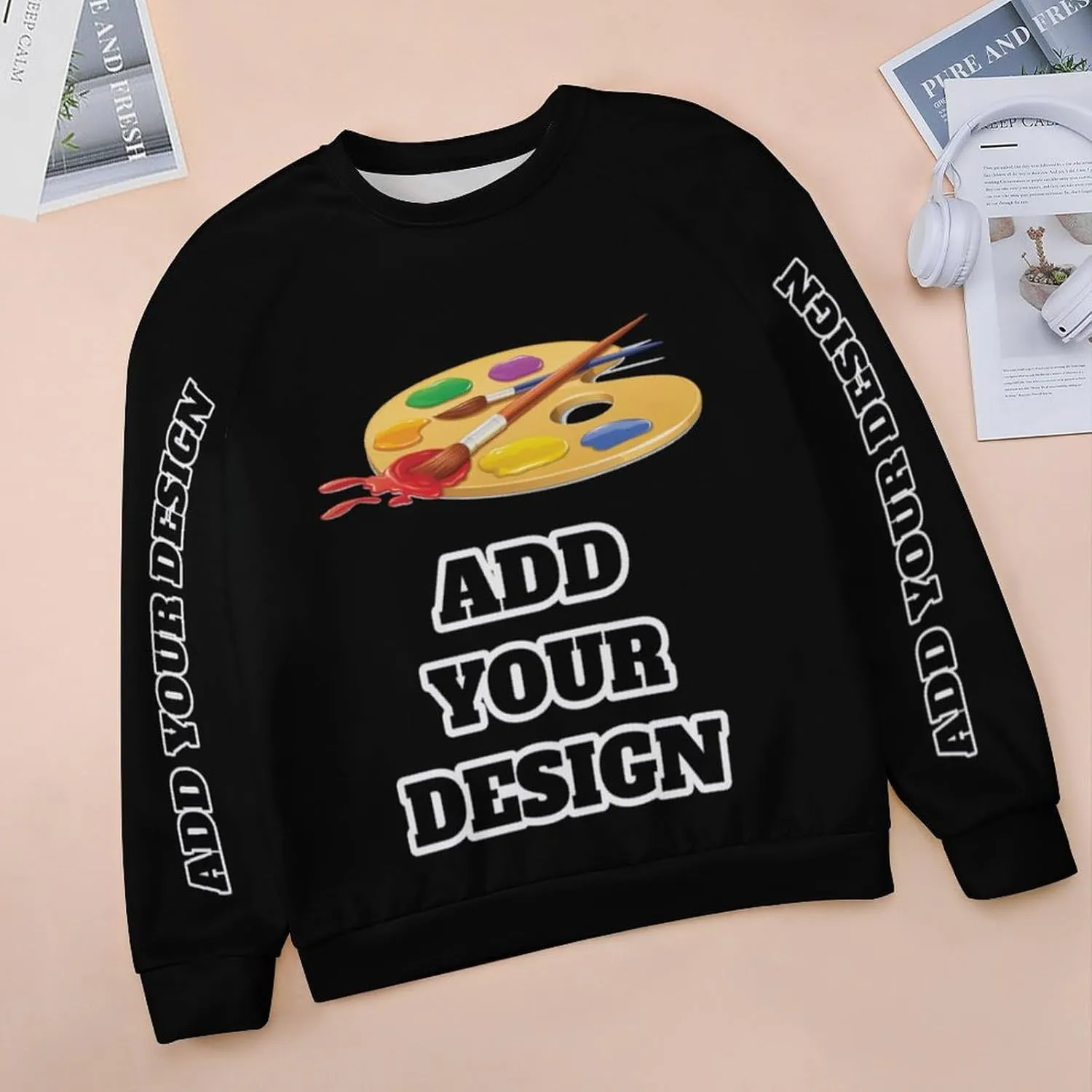 Custom Women's Long Sleeve Sweatshirt Design Your Own T Shirt Personalized Crewneck Sweatshirts With Text Photo Logo