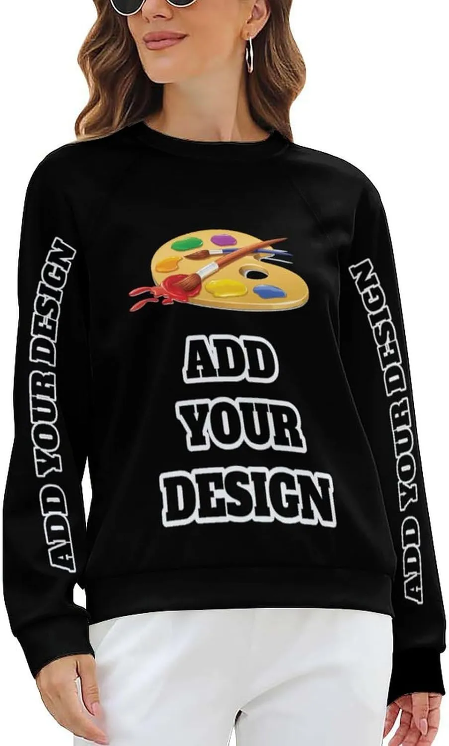 Custom Women's Long Sleeve Sweatshirt Design Your Own T Shirt Personalized Crewneck Sweatshirts With Text Photo Logo