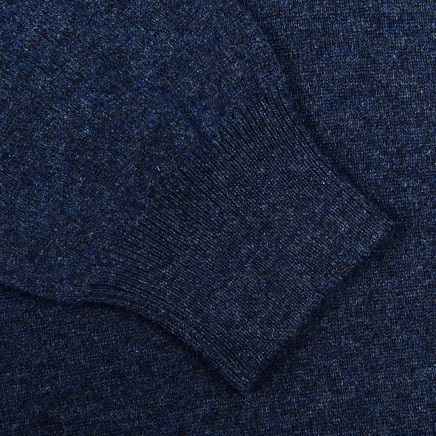 Dark Blue Melange Wool Cashmere 1/4 Zip Sweater