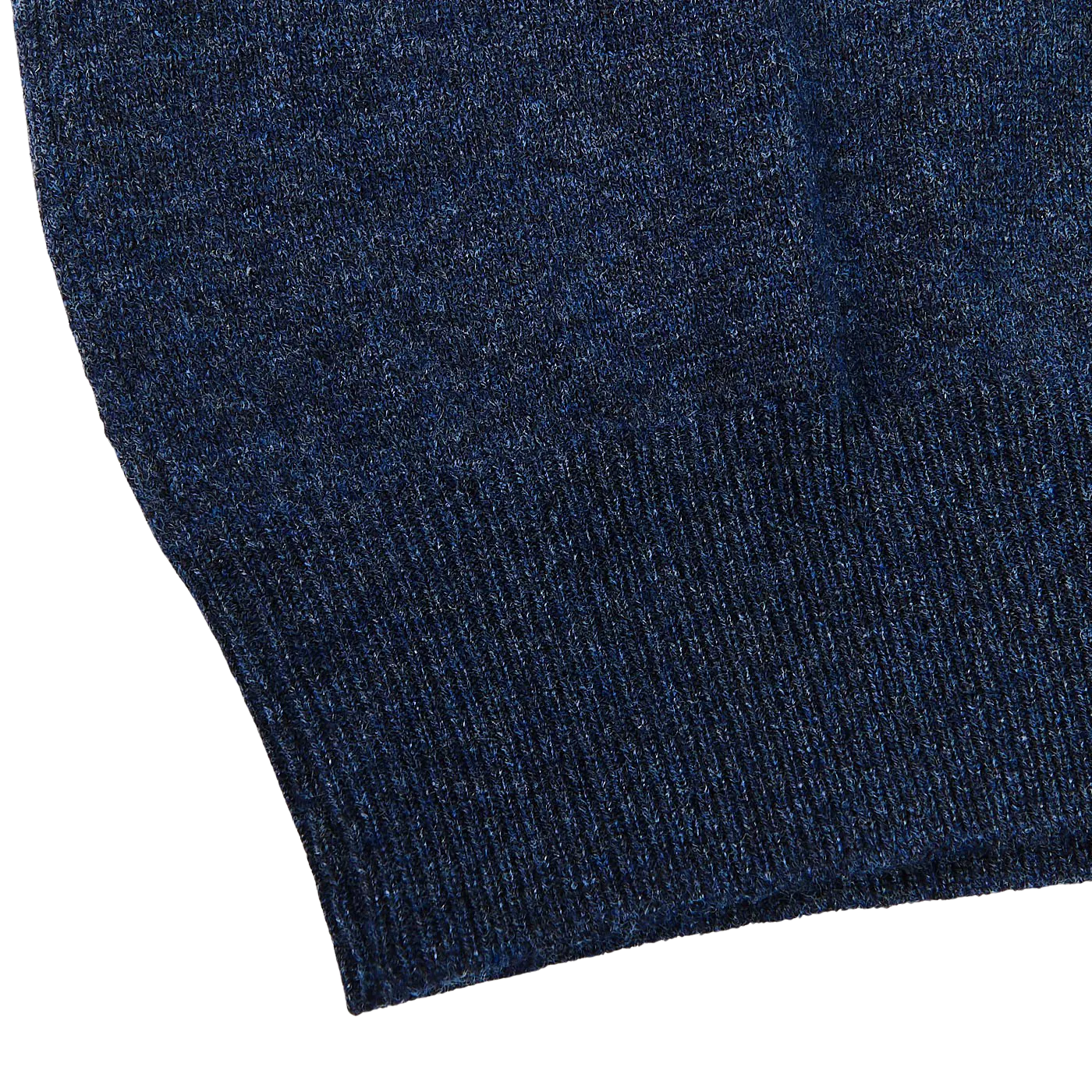 Dark Blue Melange Wool Cashmere 1/4 Zip Sweater