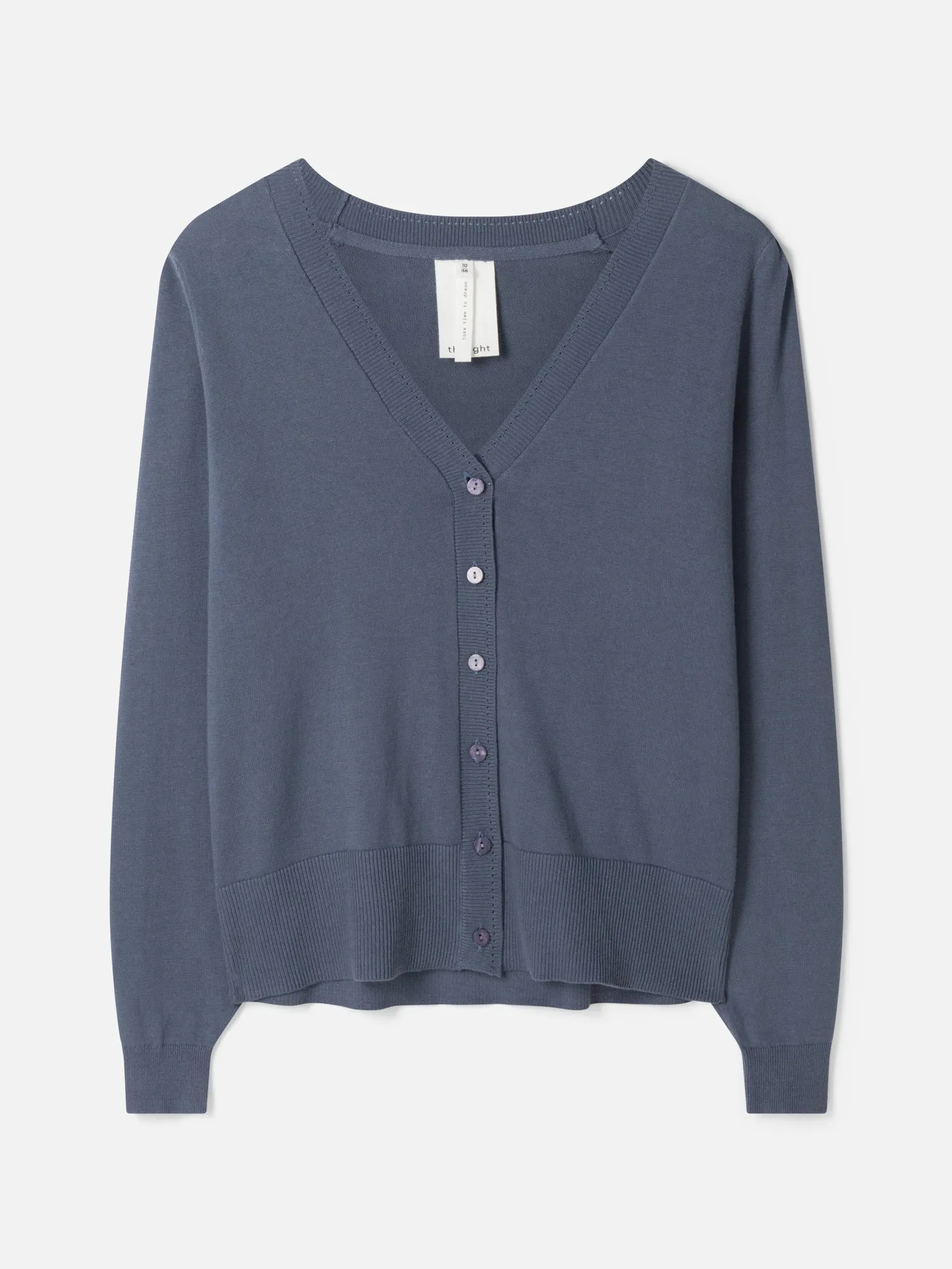 Dotti Organic Cotton V-Neck Cardigan - Storm Blue
