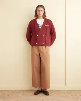 Double-Breasted Cardigan - Maroon