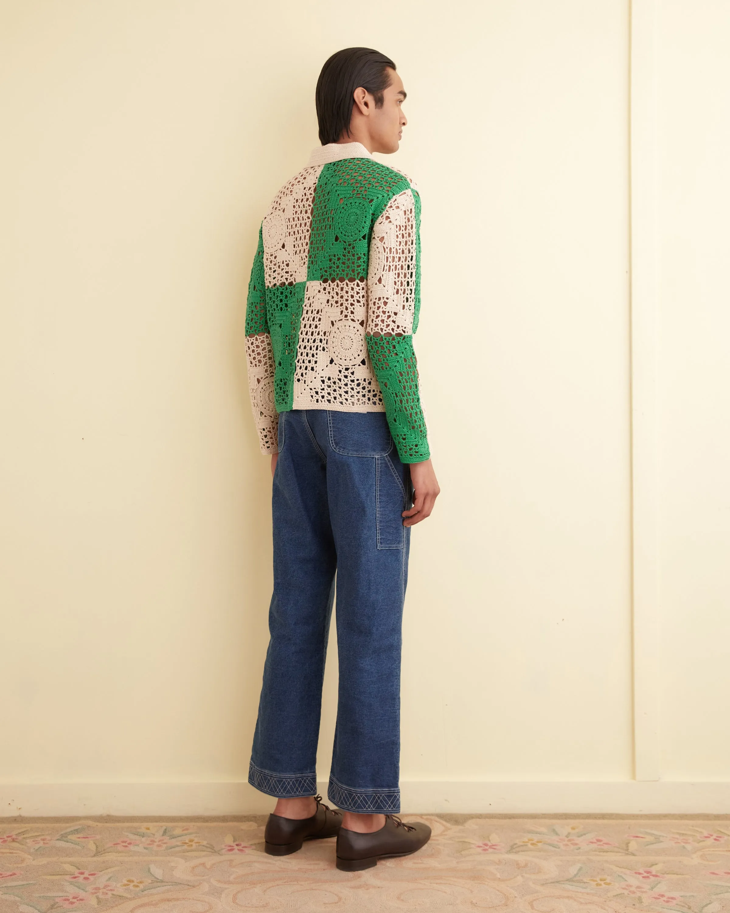 Duotone Crochet Overshirt - Green