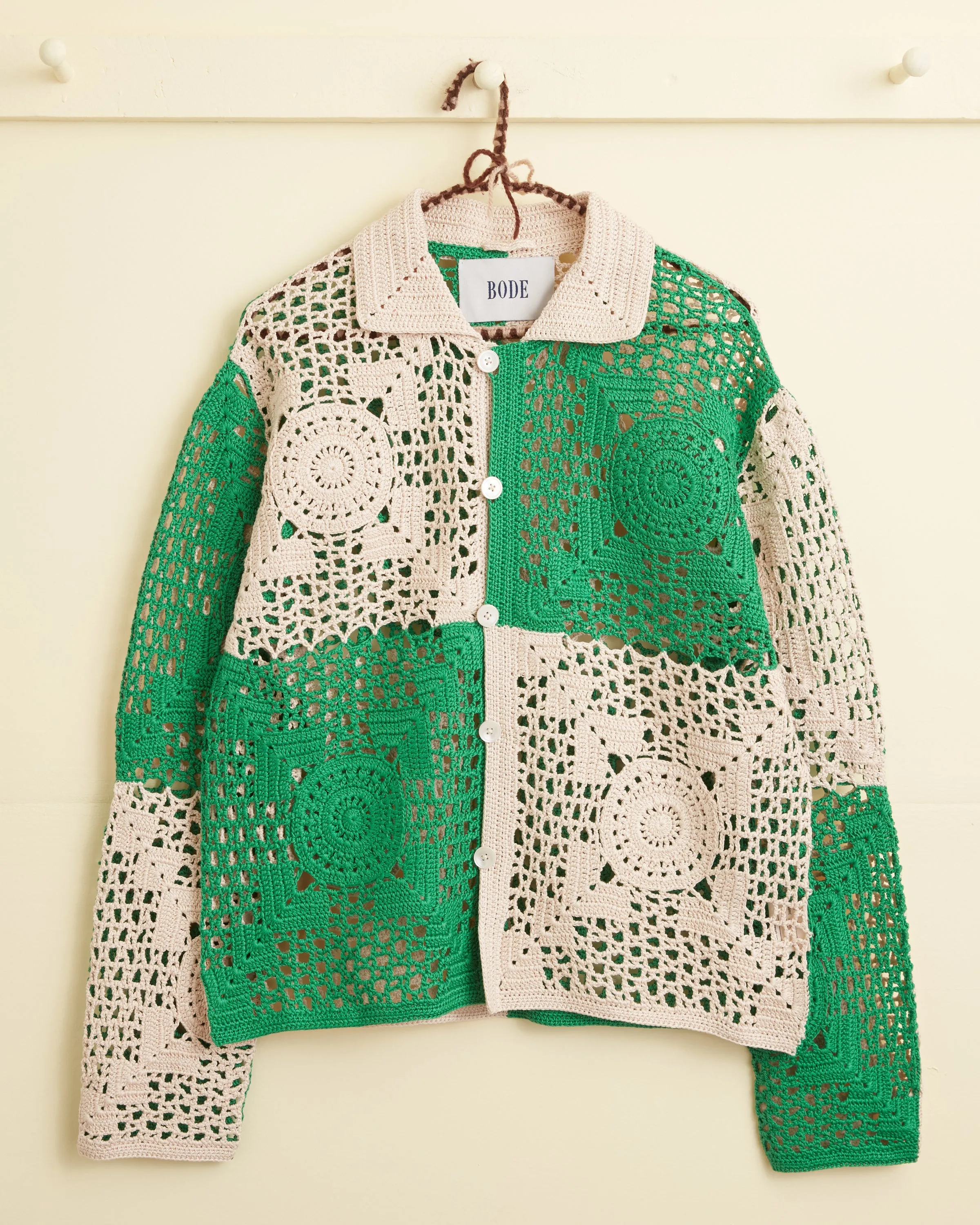 Duotone Crochet Overshirt - Green