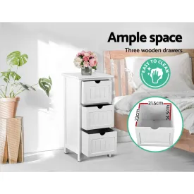 Durable 3-Drawer Bedside Table with Wall Mount - Artiss