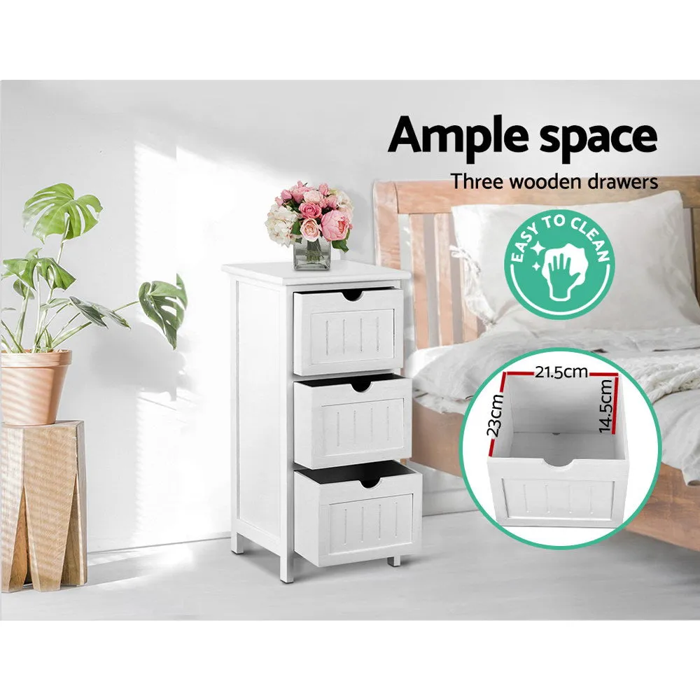 Durable 3-Drawer Bedside Table with Wall Mount - Artiss
