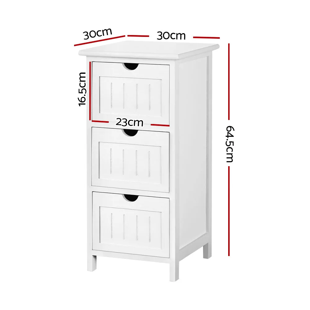 Durable 3-Drawer Bedside Table with Wall Mount - Artiss