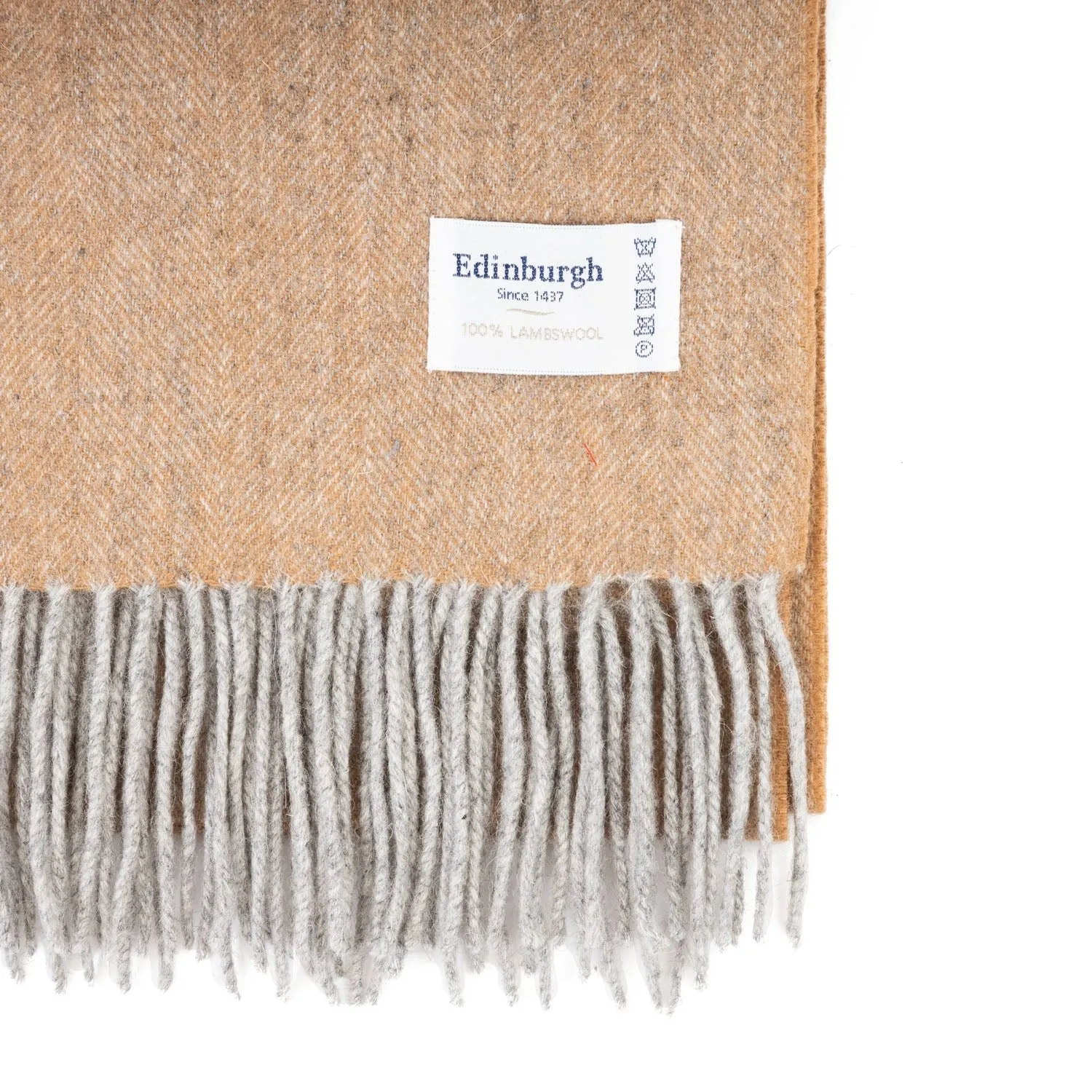 Edinburgh Lambswool Stole Light Grey Camel