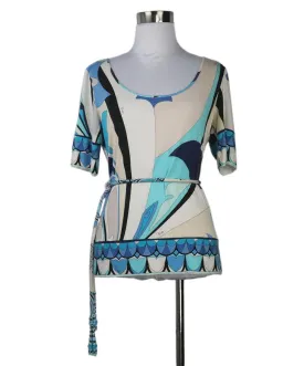 Emilio Pucci Blue & White Print Top sz 4