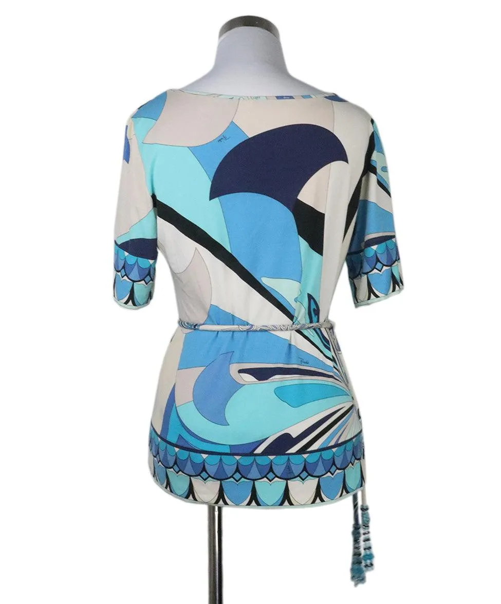 Emilio Pucci Blue & White Print Top sz 4
