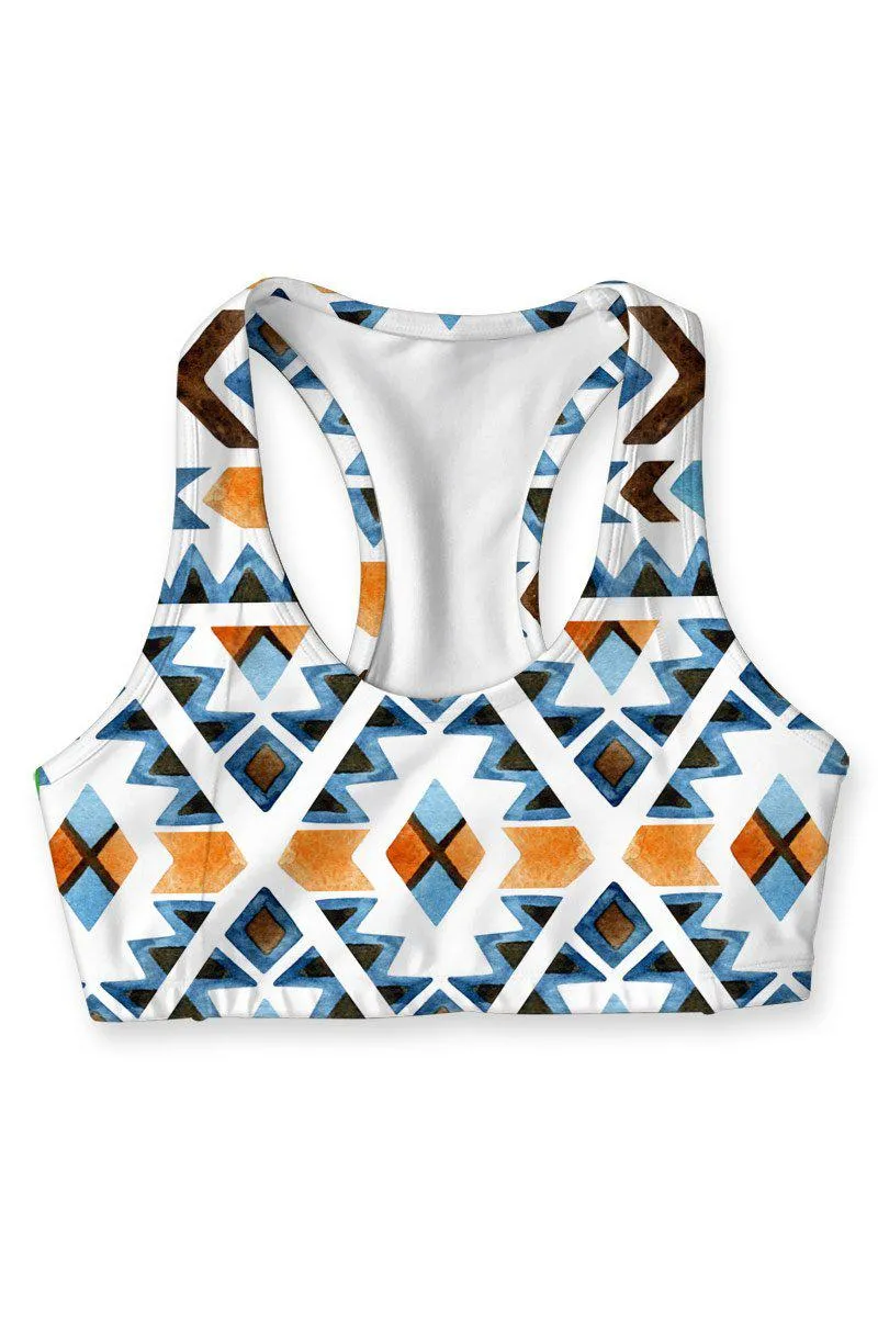 Ethno Chic Stella Cute White Seamless Racerback Sport Yoga Bra - Women