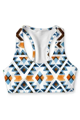 Ethno Chic Stella Cute White Seamless Racerback Sport Yoga Bra - Women