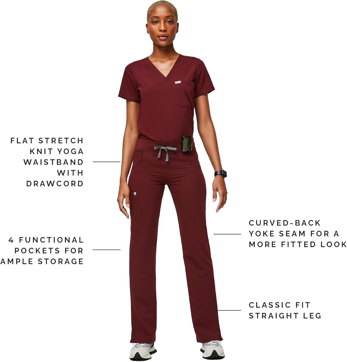 FIGS Kade Cargo Scrub Pants for Women  Classic Fit, Straight Leg, 4 Pockets, Yoga Waistband, Anti-Wrinkle Women Scrub Pants