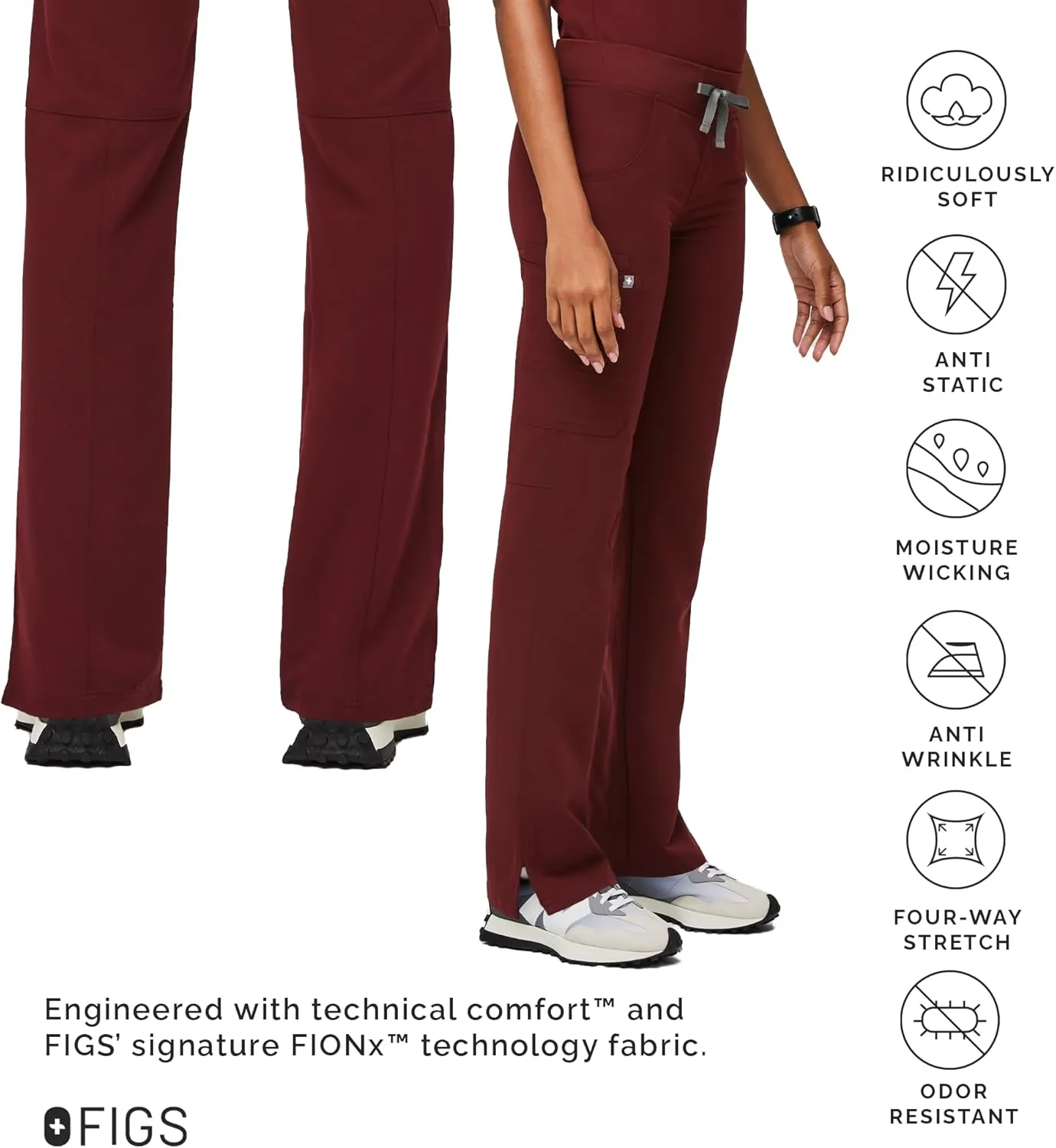 FIGS Kade Cargo Scrub Pants for Women  Classic Fit, Straight Leg, 4 Pockets, Yoga Waistband, Anti-Wrinkle Women Scrub Pants