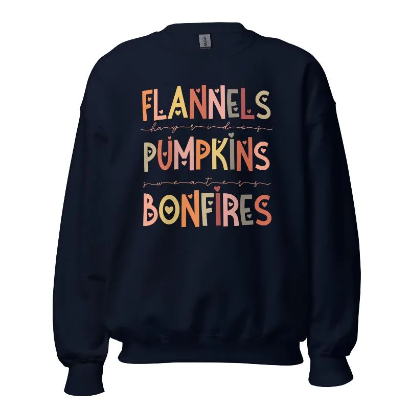 Flannels Pumpkins Bonfires Crewneck Sweatshirt