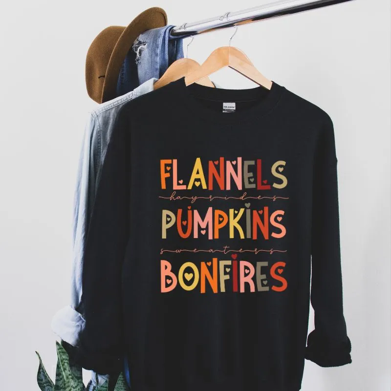 Flannels Pumpkins Bonfires Crewneck Sweatshirt