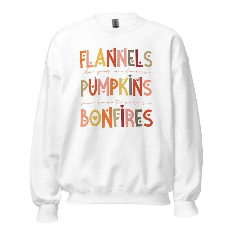 Flannels Pumpkins Bonfires Crewneck Sweatshirt