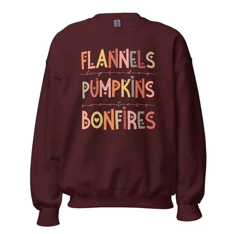Flannels Pumpkins Bonfires Crewneck Sweatshirt