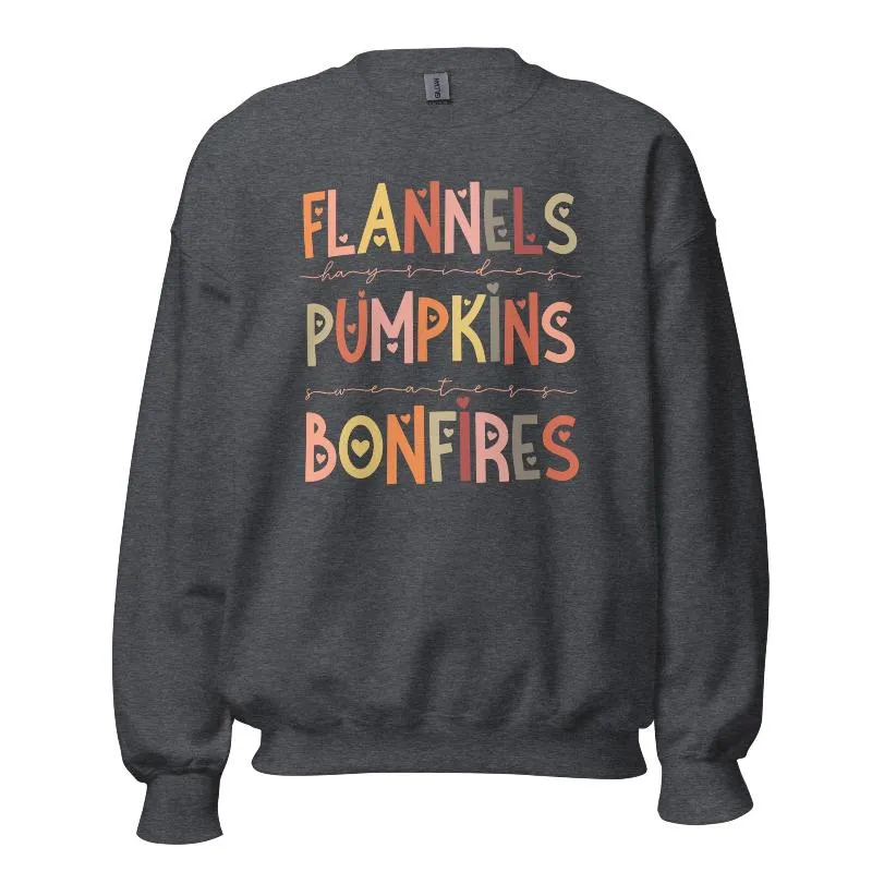 Flannels Pumpkins Bonfires Crewneck Sweatshirt
