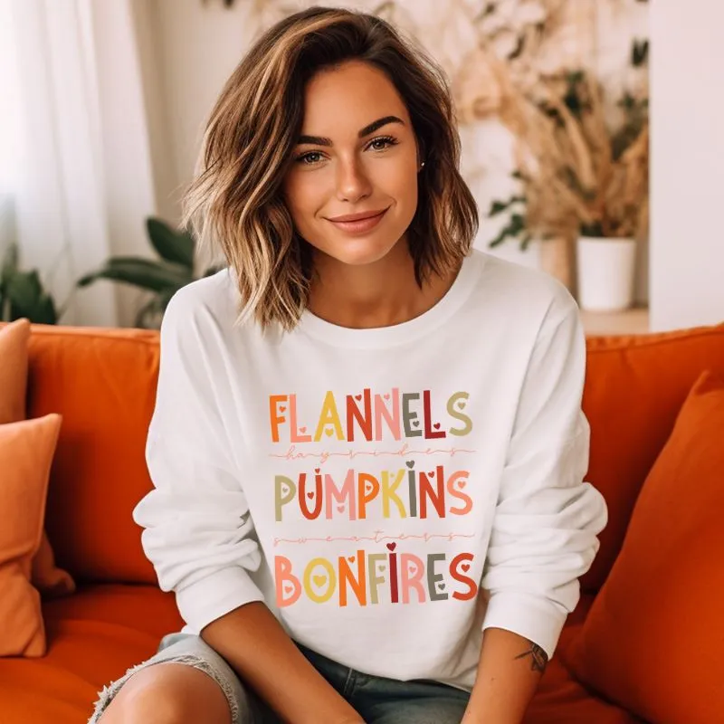 Flannels Pumpkins Bonfires Crewneck Sweatshirt