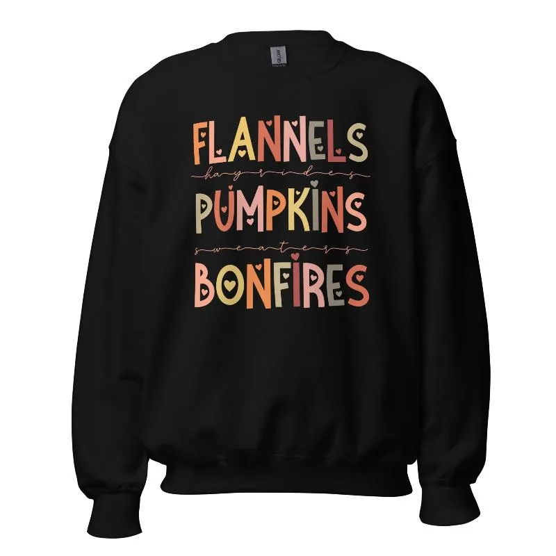 Flannels Pumpkins Bonfires Crewneck Sweatshirt