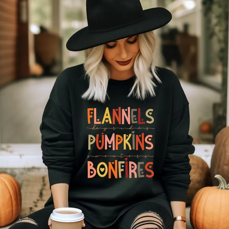 Flannels Pumpkins Bonfires Crewneck Sweatshirt