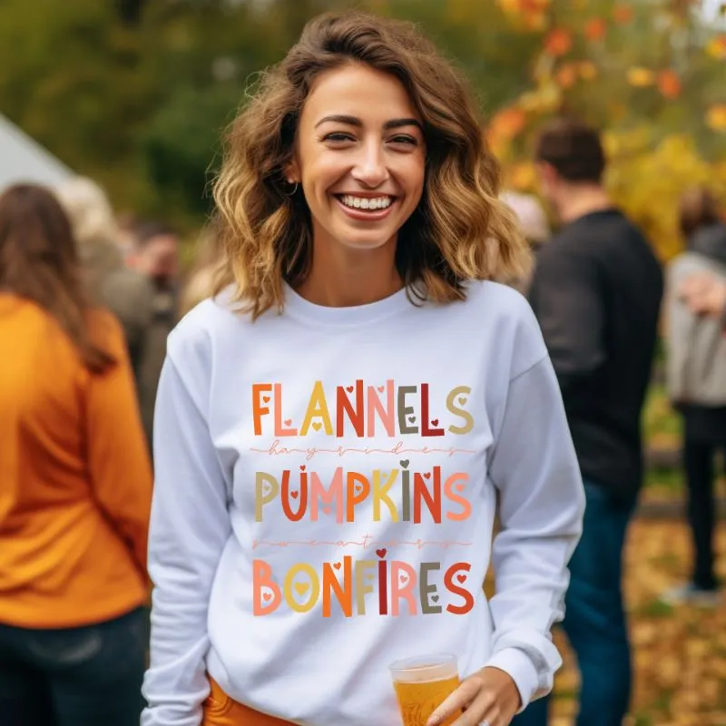 Flannels Pumpkins Bonfires Crewneck Sweatshirt