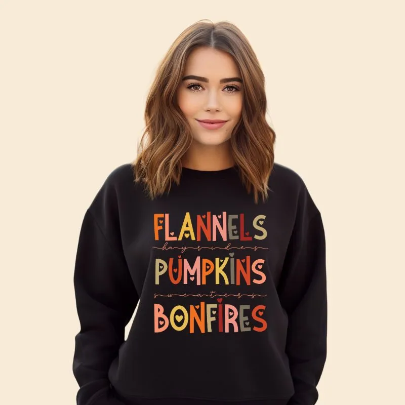 Flannels Pumpkins Bonfires Crewneck Sweatshirt