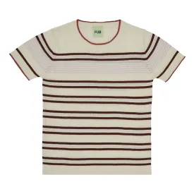 FUB Striped T- Shirt, Ecru/Maroon