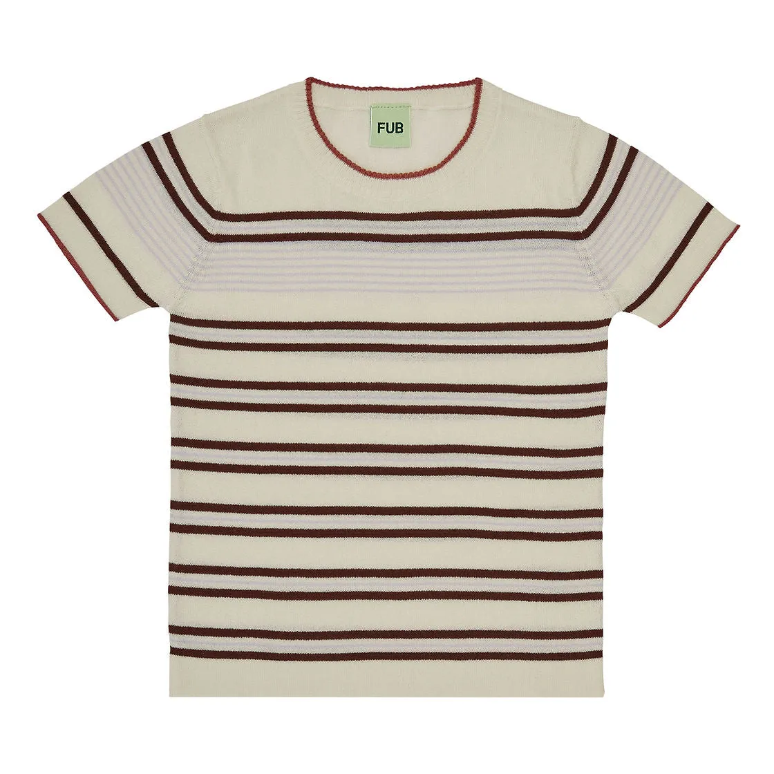 FUB Striped T- Shirt, Ecru/Maroon